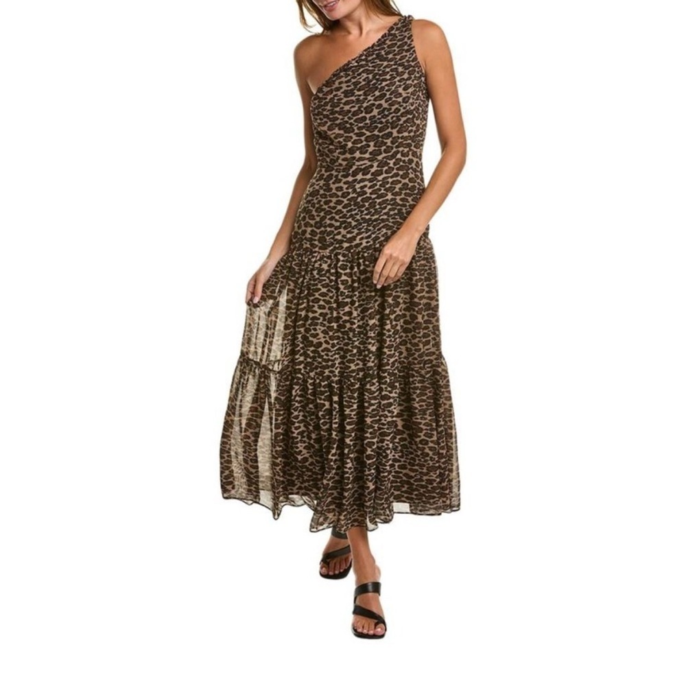 Taylor Brown Leopard One-Shoulder Dress 2